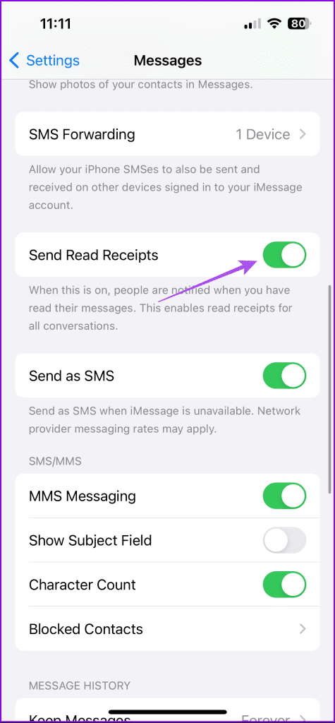 send read receipts disable iphone