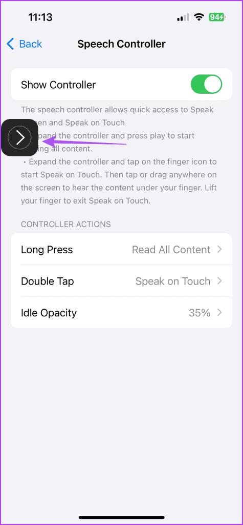 speech controller icon on iphone