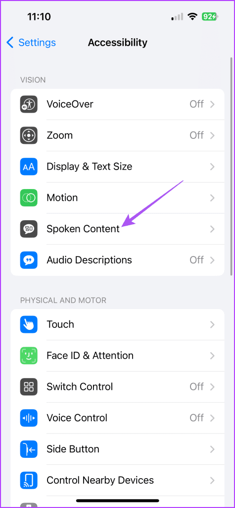 spoken content accessibility iphone