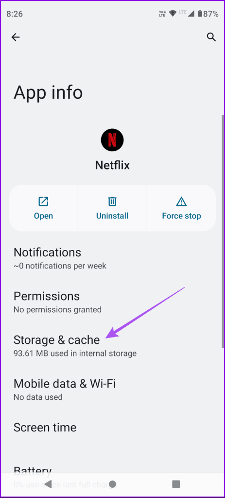 storage and cache app info netflix