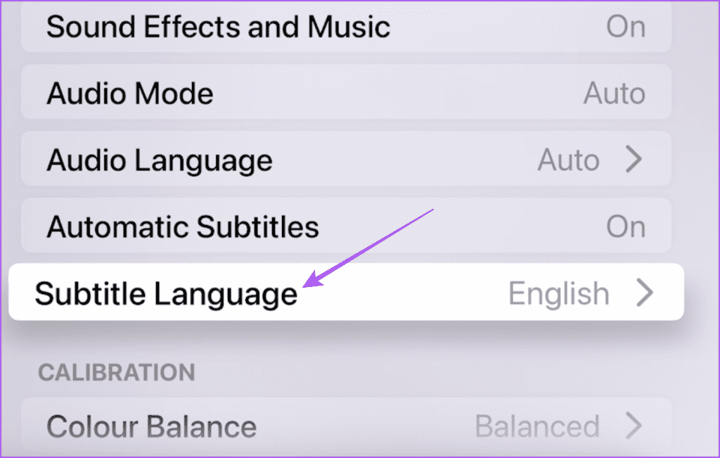 subtitle language apple tv settings