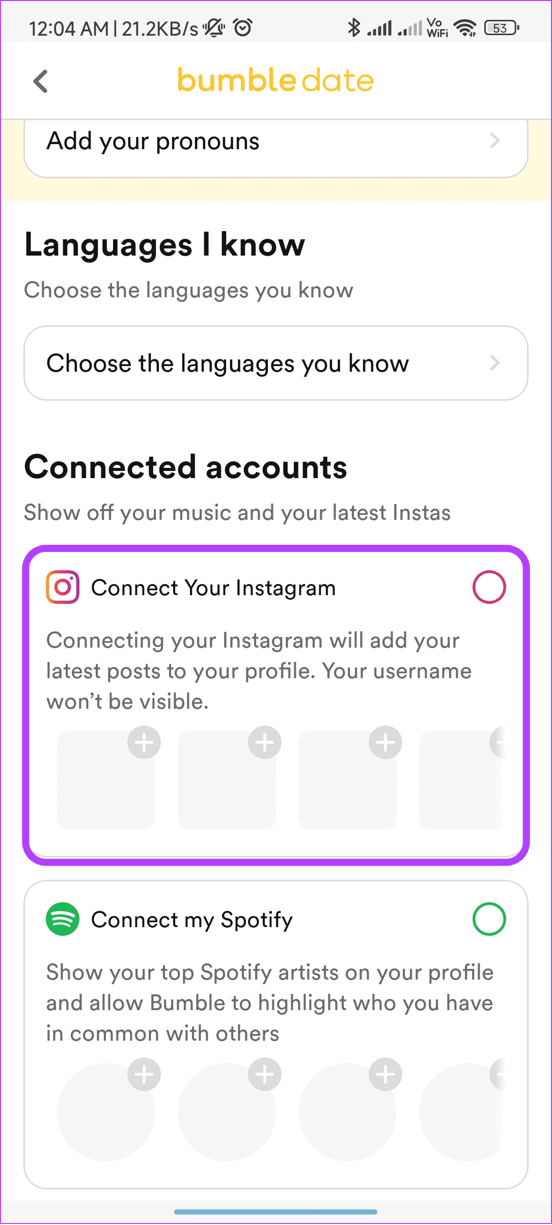 tap connect your Instagram