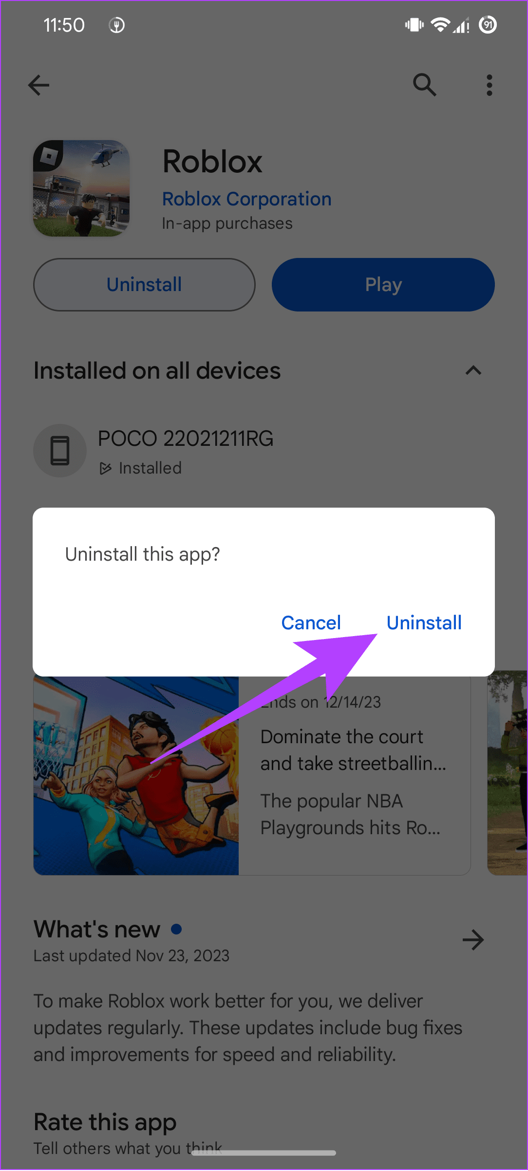 tap uninstall to confirm 3