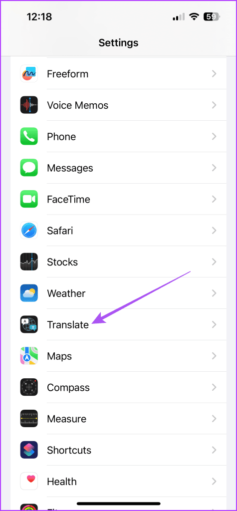 translate settings app iphone