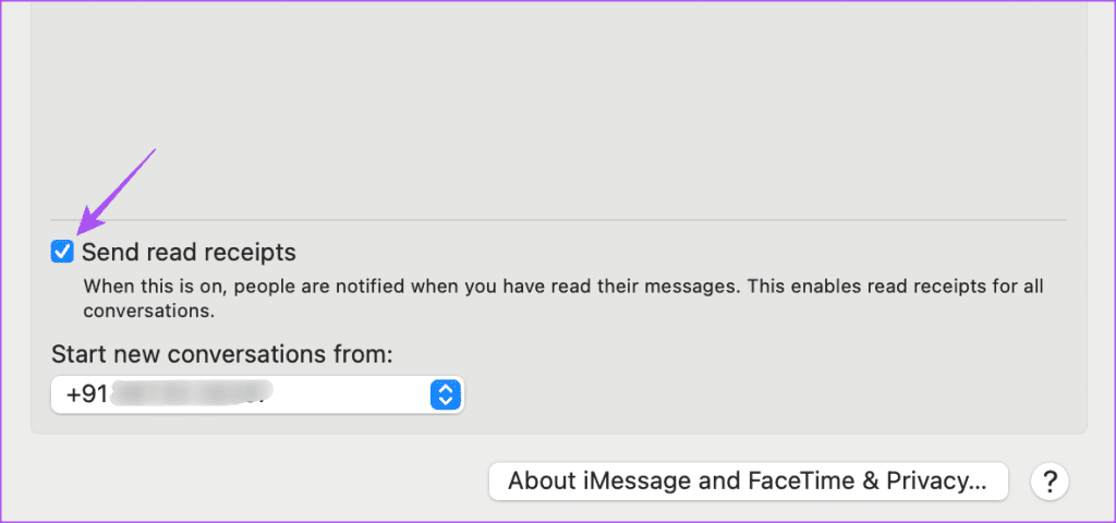turn off read receipts for all contacts mac