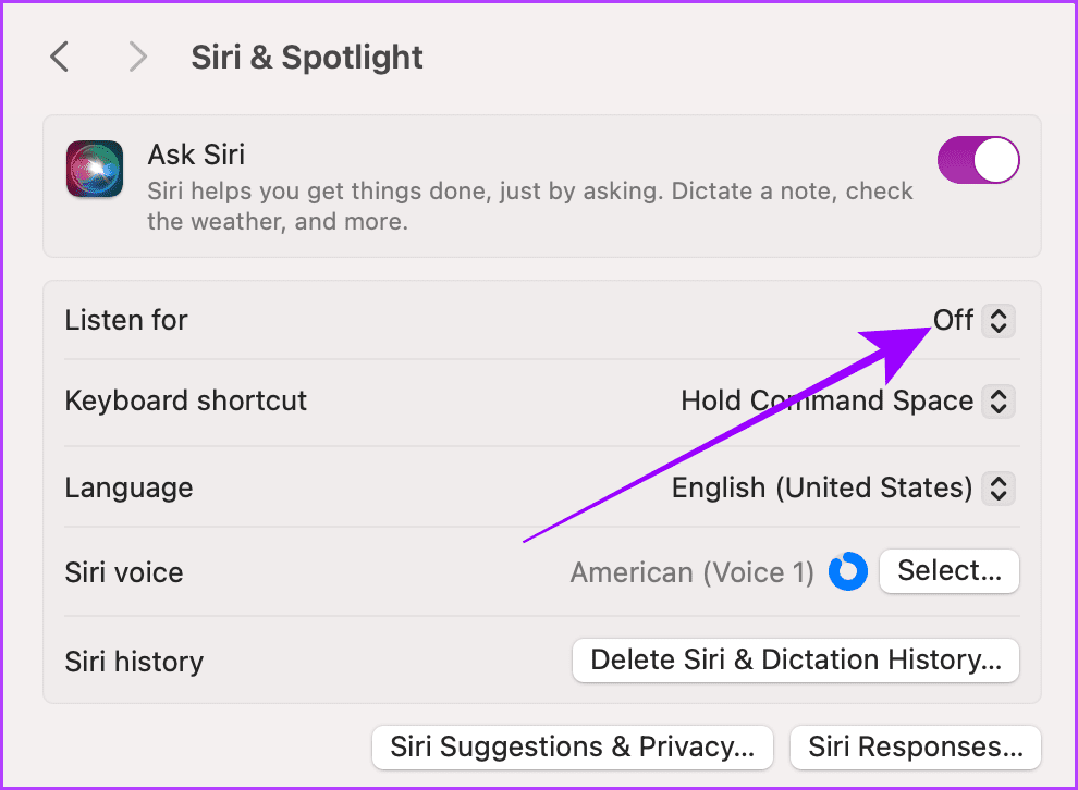 Turn on Listen for Siri on Mac