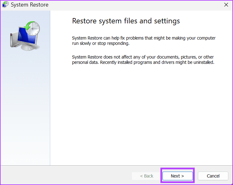 use system restore 11