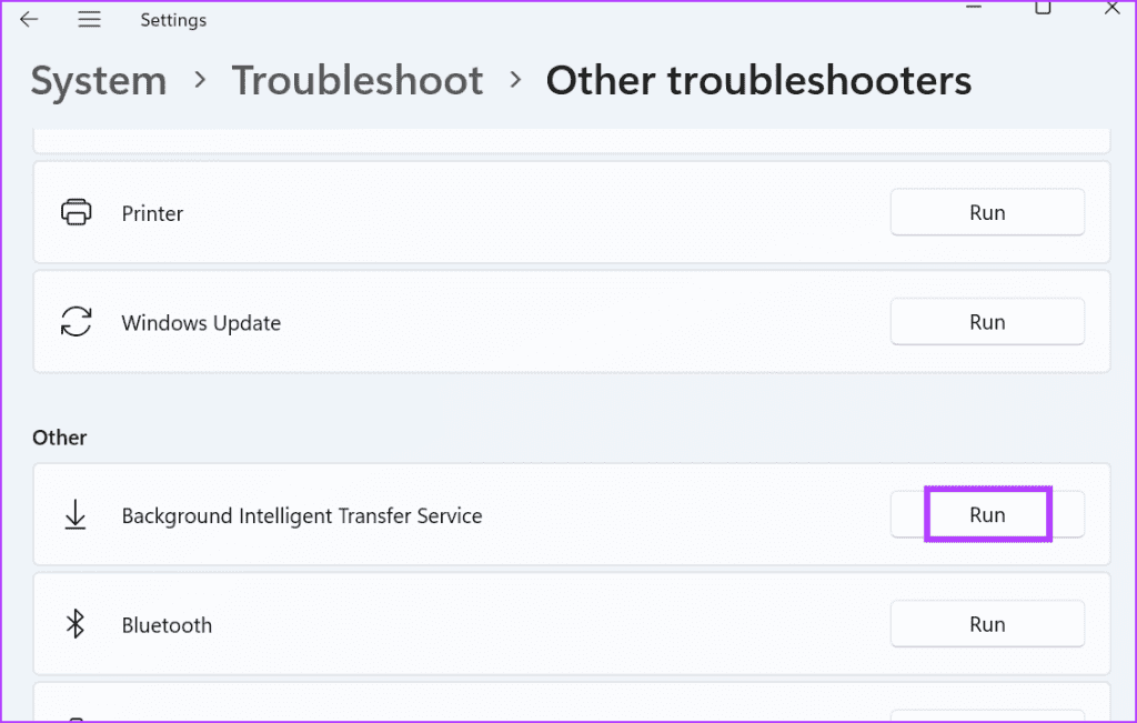 Use the Background Intelligent Transfer Service Troubleshooter 2