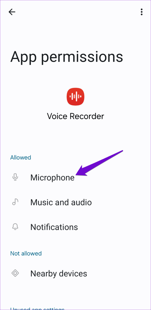 Voice Recorder App Permissions on Samsung Phone