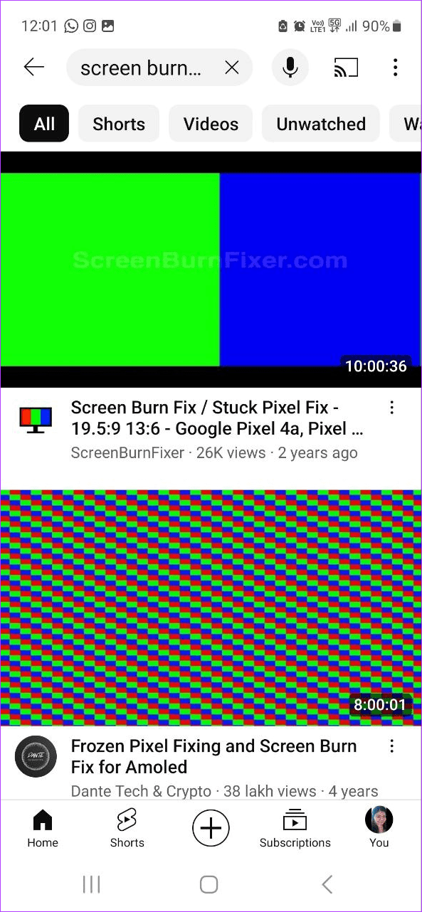 Watch burn in fixer video