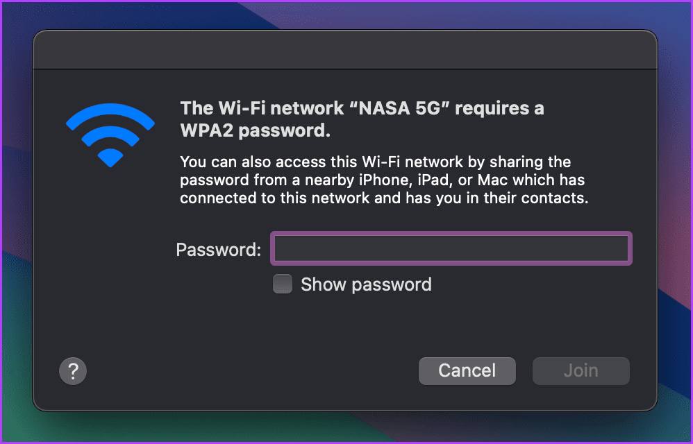 Wifi Password Pop up Mac