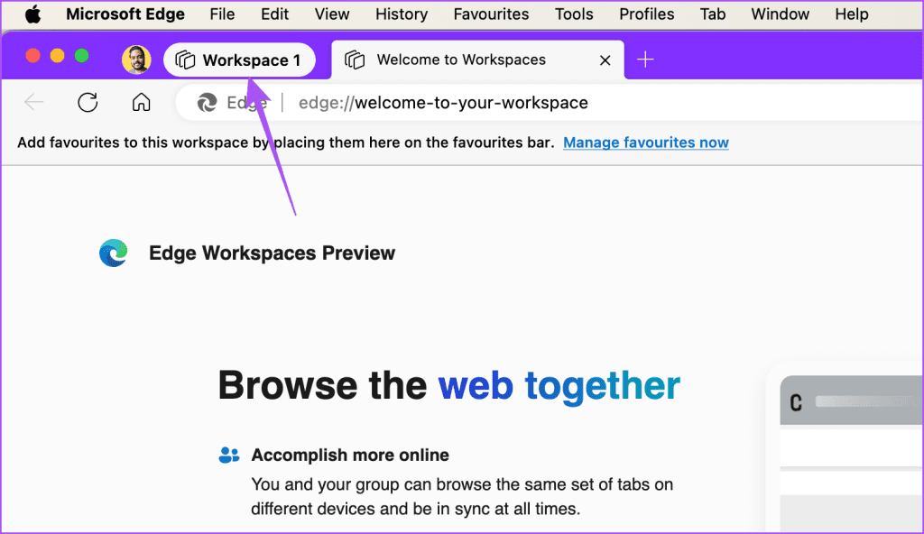 workspace icon edge browser